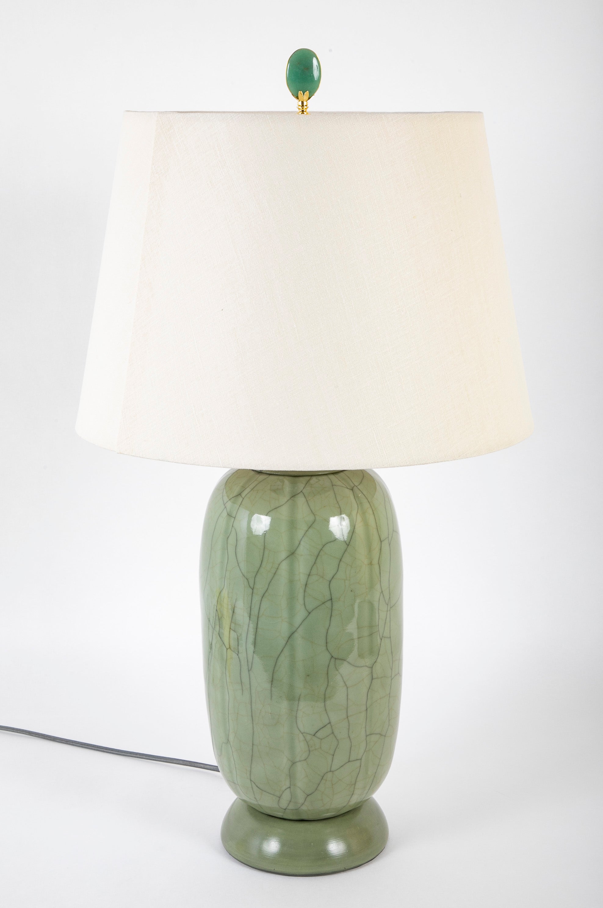Japanese Jade Glaze Crackleware Vase now a Lamp