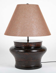 Large Chinese Round Lacquered Container as Lamp