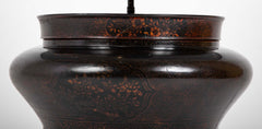 Large Chinese Round Lacquered Container as Lamp