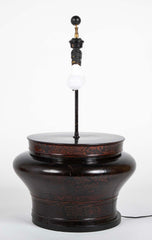 Large Chinese Round Lacquered Container as Lamp