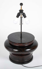 Large Chinese Round Lacquered Container as Lamp