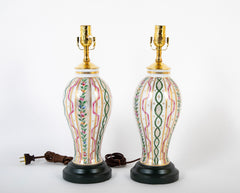 A pair of Dresden Urns now Lamps