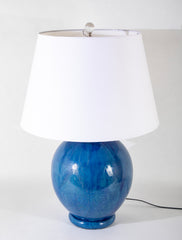 Nils Kahler Large Round Blue Vase Now a Lamp