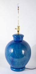 Nils Kahler Large Round Blue Vase Now a Lamp