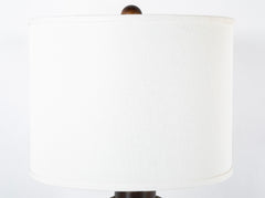 An Elongated Melon Shaped Wooden Lamp