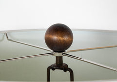 An Elongated Melon Shaped Wooden Lamp