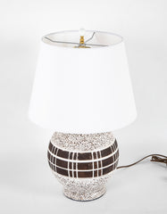 Ceramic Lamp with White Glaze Over Brown in the Style of Jean Besnard