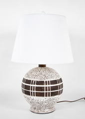 Ceramic Lamp with White Glaze Over Brown in the Style of Jean Besnard