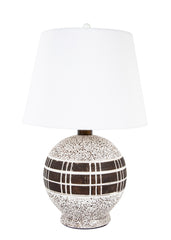 Ceramic Lamp with White Glaze Over Brown in the Style of Jean Besnard