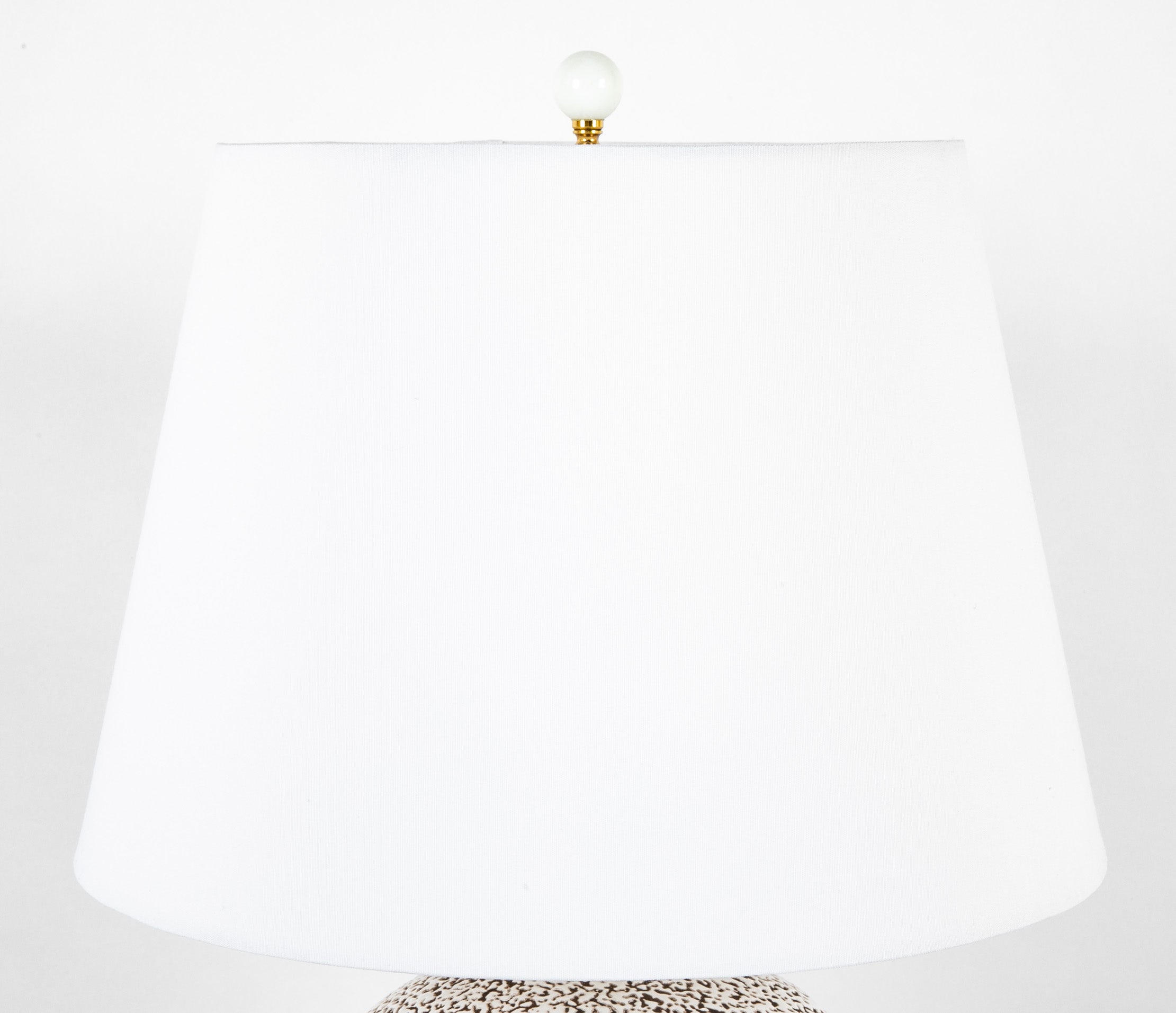 Ceramic Lamp with White Glaze Over Brown in the Style of Jean Besnard