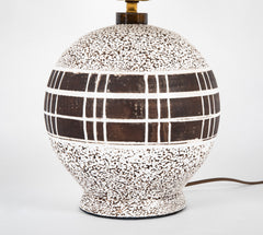 Ceramic Lamp with White Glaze Over Brown in the Style of Jean Besnard