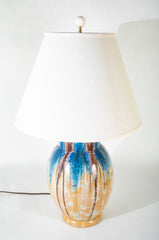 Joseph & Pierre Mougin Blue and Brown Glazed Vase now a Lamp