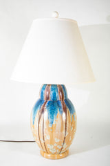 Joseph & Pierre Mougin Blue and Brown Glazed Vase now a Lamp
