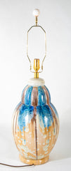 Joseph & Pierre Mougin Blue and Brown Glazed Vase now a Lamp