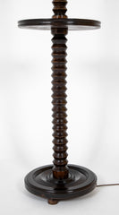 Charles Dudouyt Turned Wood Pedestal Floor Lamp with Shelf