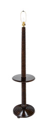 Charles Dudouyt Turned Wood Floor Lamp with Shelf