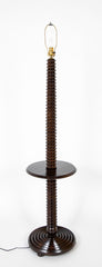 Charles Dudouyt Turned Wood Floor Lamp with Shelf