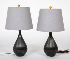 A Pair of Just Andersen Patinated "Disko" Metal Table Lamps