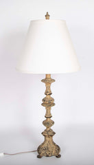 A Pair of Italian Baroque Style Brass Candlestick Lamps