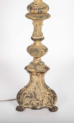 A Pair of Italian Baroque Style Brass Candlestick Lamps