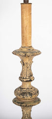 A Pair of Italian Baroque Style Brass Candlestick Lamps