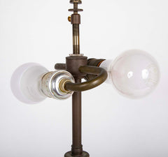A Pair of Italian Baroque Style Brass Candlestick Lamps