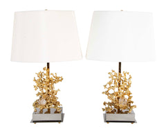 Bronze d'Ore "Nugget" Pair of Lamps Attributed to Claude Victor Boeltz