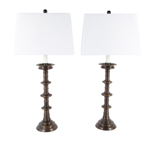 Pair of Ecclesiastical Bronze Lamps