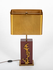 Pair of Maison Charles Burgundy Lacquered Lamps