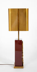 Pair of Maison Charles Burgundy Lacquered Lamps