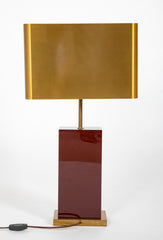 Pair of Maison Charles Burgundy Lacquered Lamps