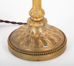 Late 19th - Early 20th Century Gilt Candlestick Now a Lamp