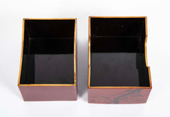 Covered Red Lacquer Box with Bird Flying Among Blossoming Flowers