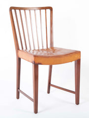 Set of 10 Fritz Hansen Stained Beech Leather Upholstered Dining Chairs