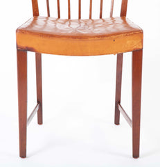 Set of 10 Fritz Hansen Stained Beech Leather Upholstered Dining Chairs