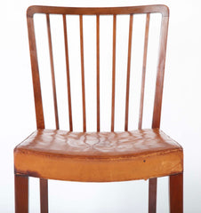 Set of 10 Fritz Hansen Stained Beech Leather Upholstered Dining Chairs