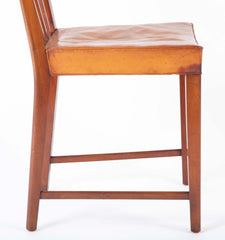 Set of 10 Fritz Hansen Stained Beech Leather Upholstered Dining Chairs