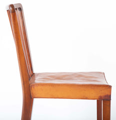 Set of 10 Fritz Hansen Stained Beech Leather Upholstered Dining Chairs