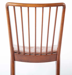 Set of 10 Fritz Hansen Stained Beech Leather Upholstered Dining Chairs