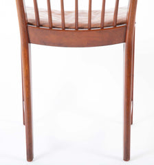 Set of 10 Fritz Hansen Stained Beech Leather Upholstered Dining Chairs