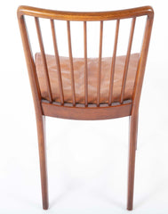Set of 10 Fritz Hansen Stained Beech Leather Upholstered Dining Chairs