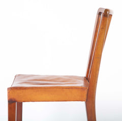 Set of 10 Fritz Hansen Stained Beech Leather Upholstered Dining Chairs