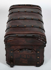 19th Century American Tooled Leather and Brass Stagecoach Trunk