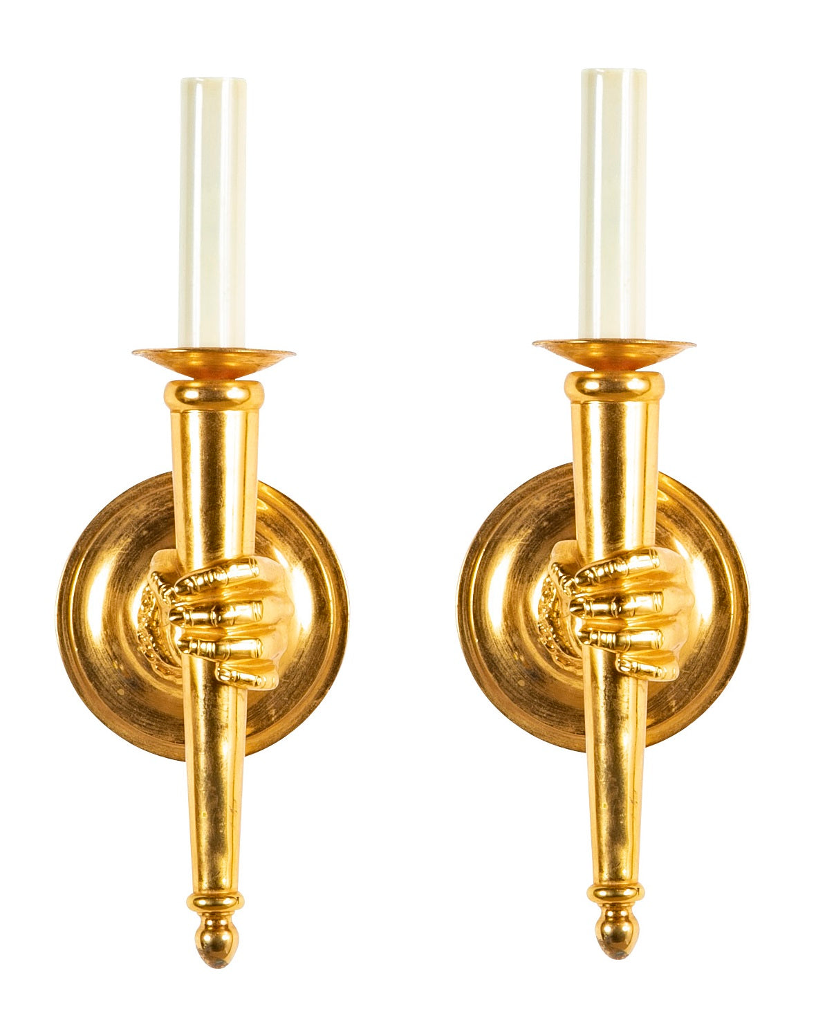 A Pair of Gilt Bronze Sconces in the Style of Andre Arbus