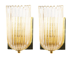 Mid-Century Pair of Barovier & Toso Murano Glass Wall Sconces