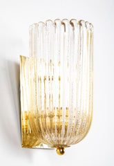 Mid-Century Pair of Barovier & Toso Murano Glass Wall Sconces