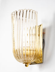 Mid-Century Pair of Barovier & Toso Murano Glass Wall Sconces