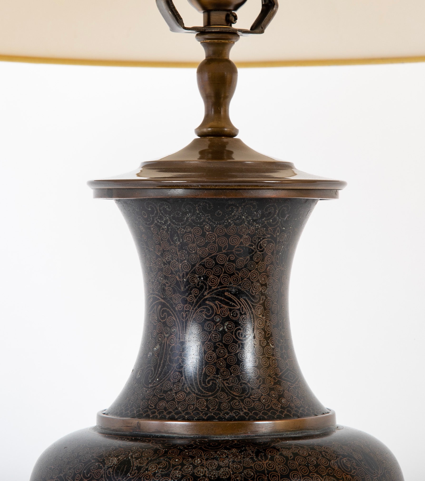 A Japanese Cloisonne Copper on Bronze Lamp