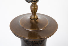A Japanese Cloisonne Copper on Bronze Lamp
