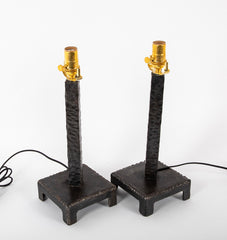 Pair of Brutalist Candlesticks as Lamps